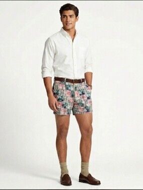 Charleston Threads Patchwork Mens Shorts 38 Preppy Classic #5900